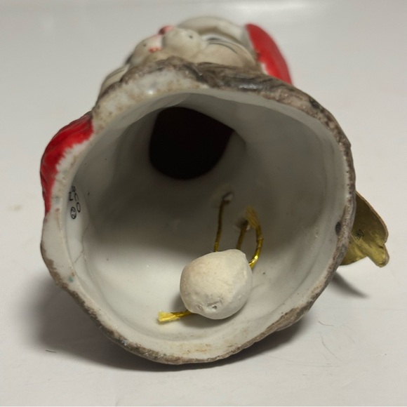 Vintage Jasco Holiday Xmas Cat Critter Bell 1980 Taiwan Porcelain Bisque & angel - Picture 6 of 15